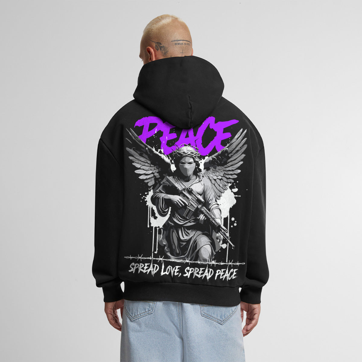 SPREAD LOVE SPREAD PEACE OVERSIZED URBAN HOODIE