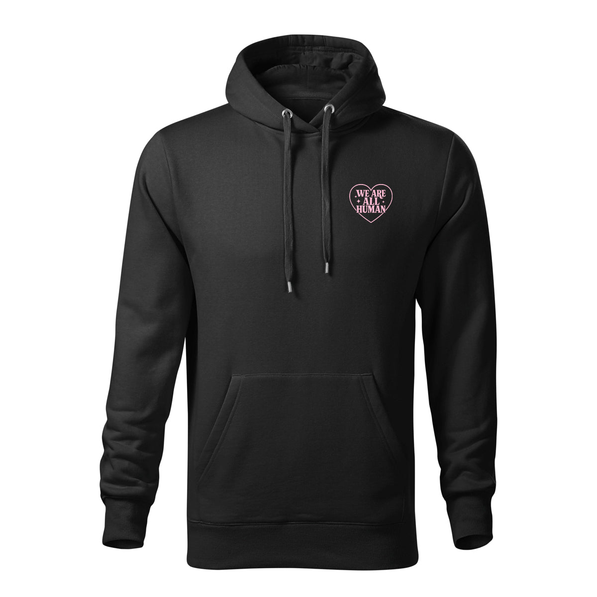 WE ARE ALL HUMAN PRIDE MONTH HOODIE – SCHWARZ / UNISEX