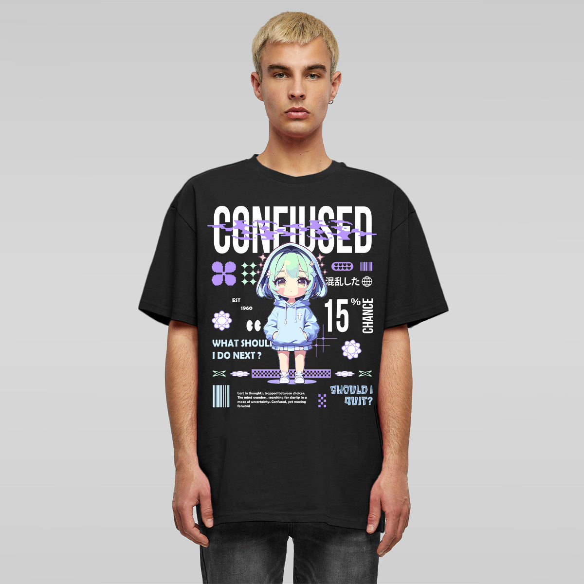 CONFUSED OVERSIZED ANIME TEE | STREETWEAR