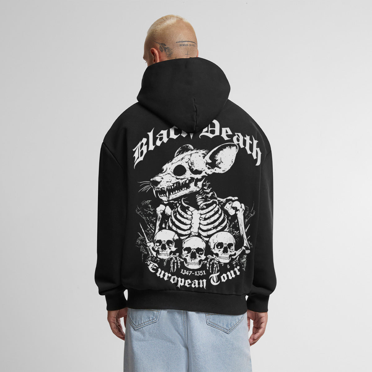 BLACK DEATH OVERSIZED GOTHIC HOODIE