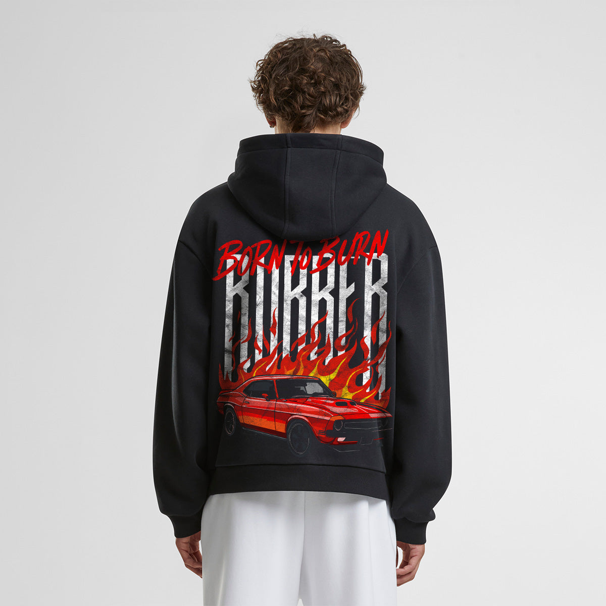 BORN TO BURN OVERSIZED VINTAGE HOODIE